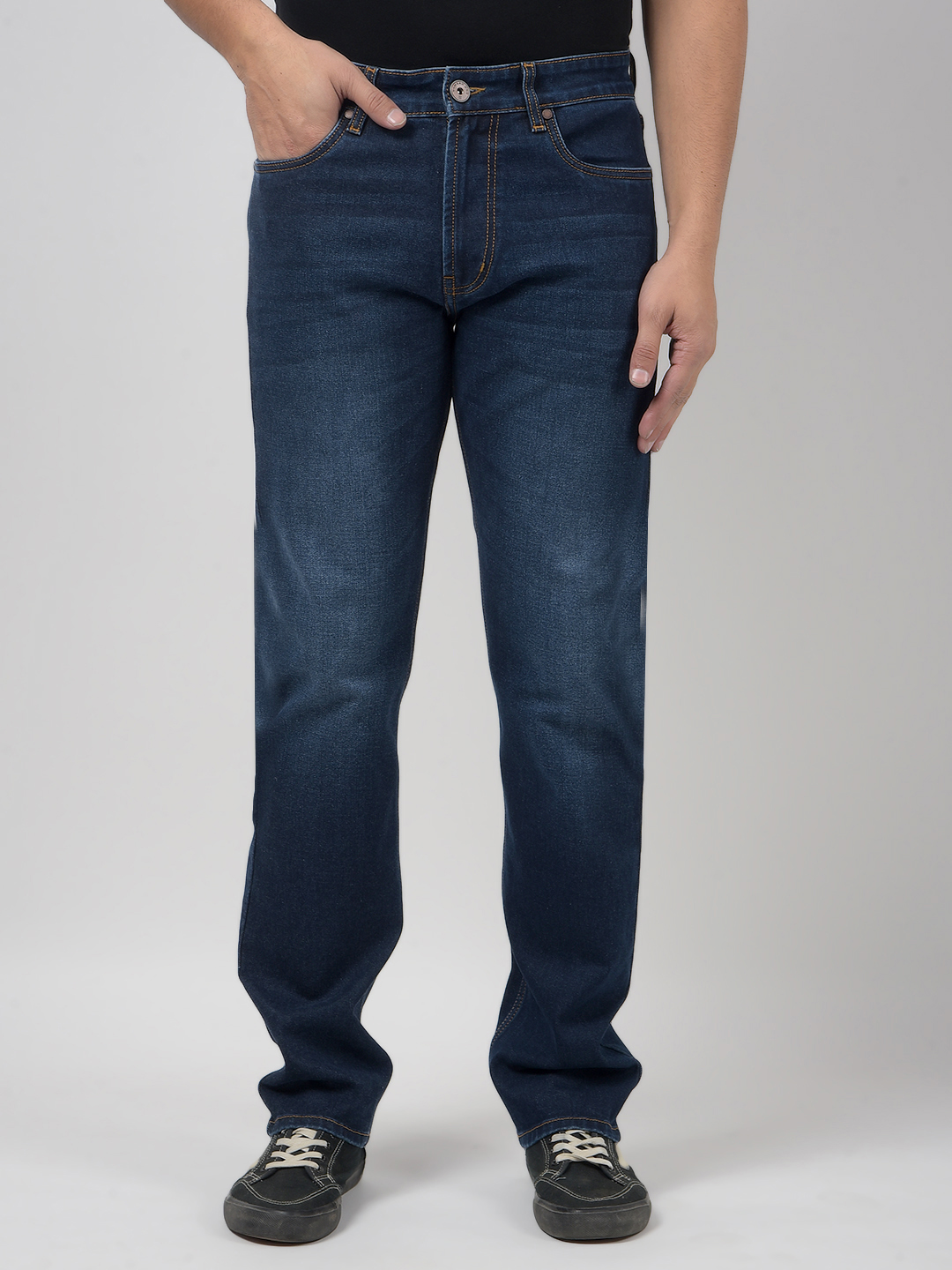 Numero Uno Men Solid Dark Blue Jeans